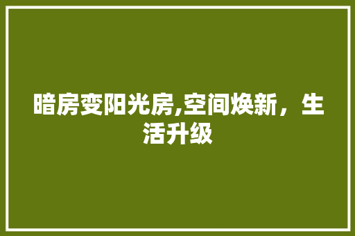 暗房变阳光房,空间焕新，生活升级