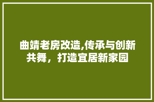 曲靖老房改造,传承与创新共舞，打造宜居新家园 装修材料