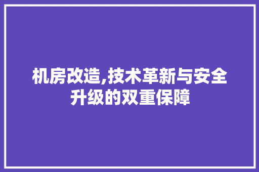 机房改造,技术革新与安全升级的双重保障