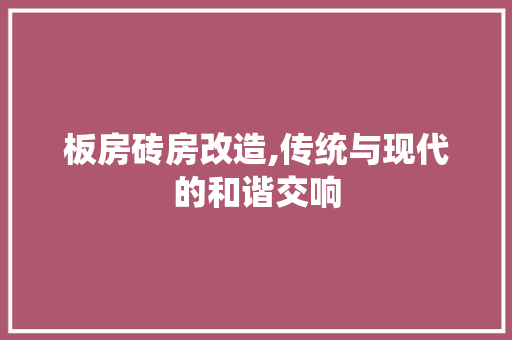 板房砖房改造,传统与现代的和谐交响