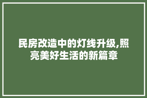 民房改造中的灯线升级,照亮美好生活的新篇章 隔断设计
