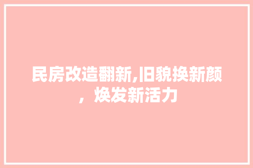 民房改造翻新,旧貌换新颜，焕发新活力 墙面装饰