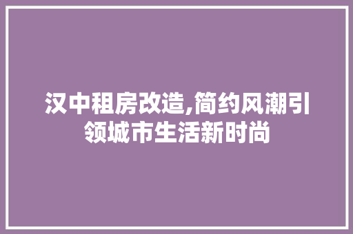 汉中租房改造,简约风潮引领城市生活新时尚