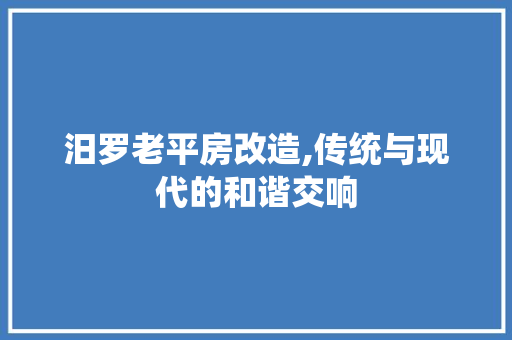 汨罗老平房改造,传统与现代的和谐交响