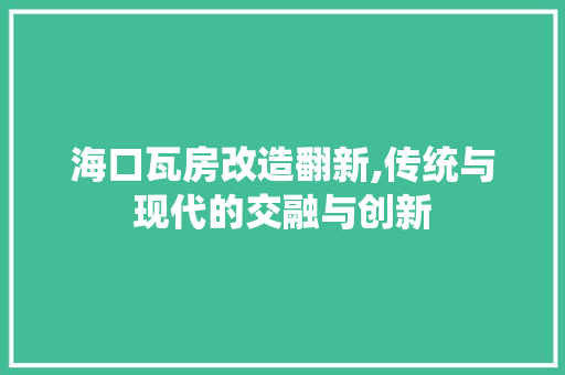 海口瓦房改造翻新,传统与现代的交融与创新 景观设计
