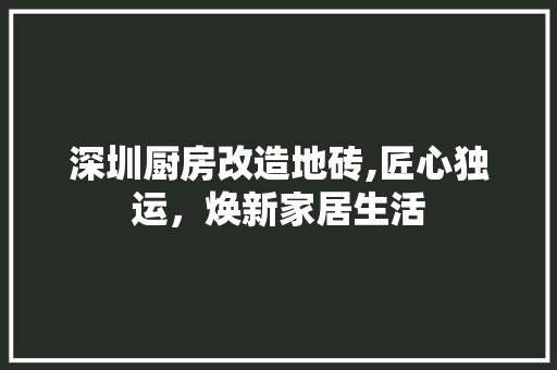 深圳厨房改造地砖,匠心独运，焕新家居生活