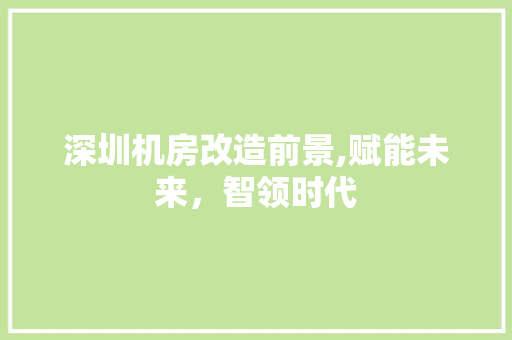 深圳机房改造前景,赋能未来，智领时代 门窗装修