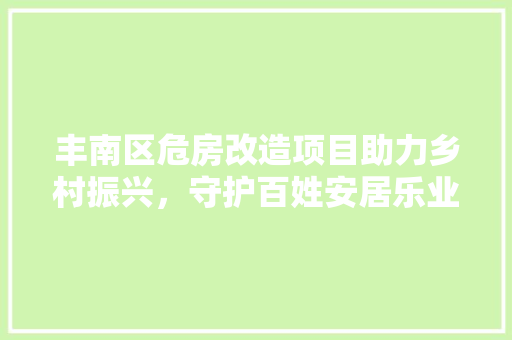 丰南区危房改造项目助力乡村振兴，守护百姓安居乐业
