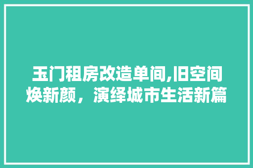 玉门租房改造单间,旧空间焕新颜，演绎城市生活新篇章