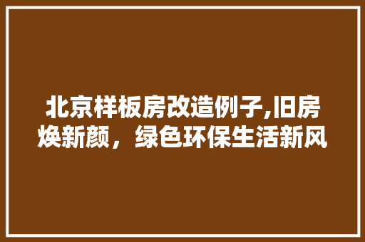 北京样板房改造例子,旧房焕新颜，绿色环保生活新风尚