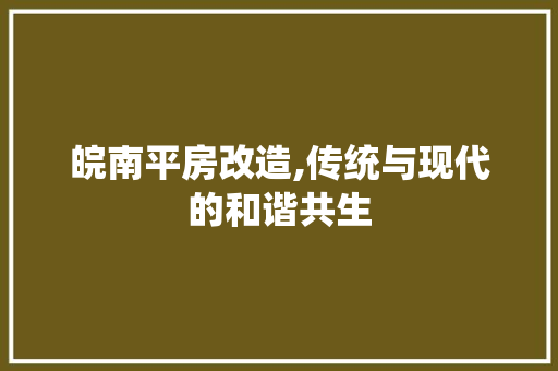 皖南平房改造,传统与现代的和谐共生