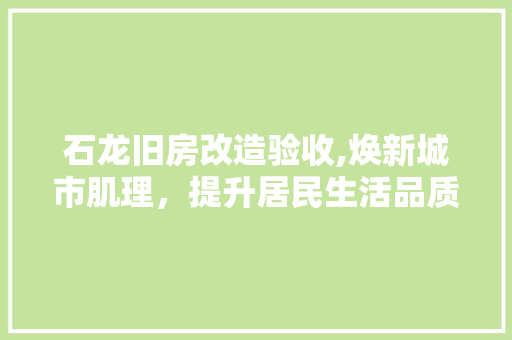 石龙旧房改造验收,焕新城市肌理，提升居民生活品质