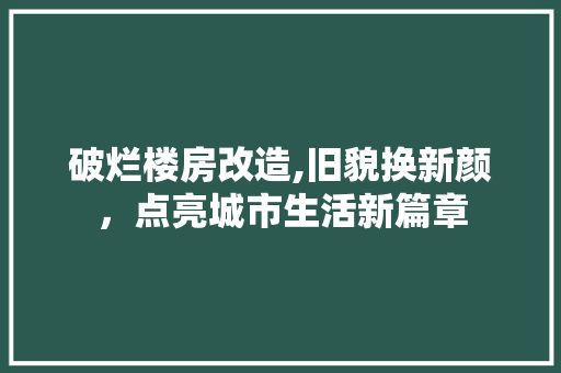 破烂楼房改造,旧貌换新颜，点亮城市生活新篇章 装修攻略