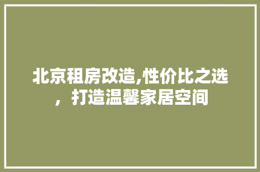 北京租房改造,性价比之选，打造温馨家居空间