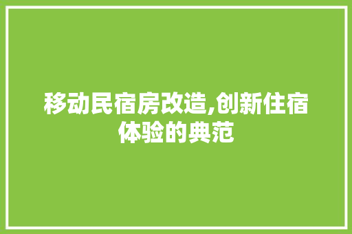 移动民宿房改造,创新住宿体验的典范 装修攻略 移动民宿房改造,创新住宿体验的典范 装修攻略