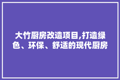大竹厨房改造项目,打造绿色、环保、舒适的现代厨房空间