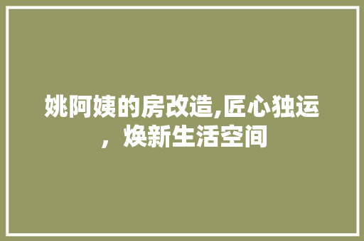 姚阿姨的房改造,匠心独运,焕新生活空间 装修攻略 姚阿姨的房改造,匠心独运,焕新生活空间 装修攻略