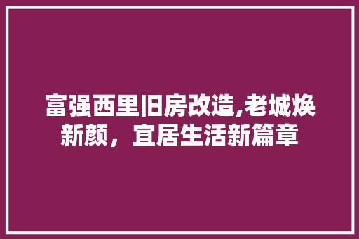 富强西里旧房改造,老城焕新颜，宜居生活新篇章