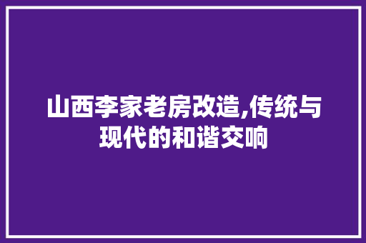 山西李家老房改造,传统与现代的和谐交响 庭院装修