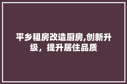 平乡租房改造厨房,创新升级，提升居住品质 庭院装修