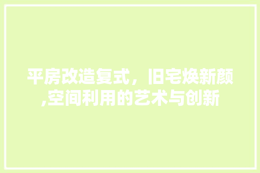 平房改造复式，旧宅焕新颜,空间利用的艺术与创新