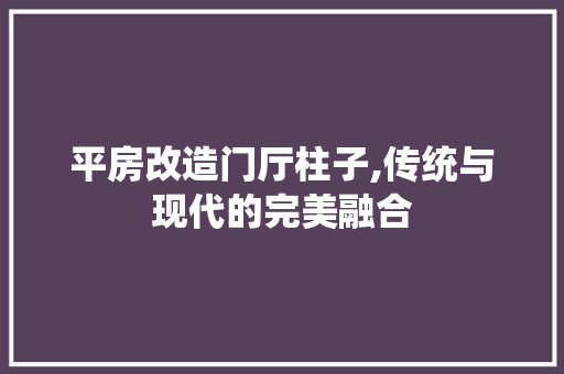 平房改造门厅柱子,传统与现代的完美融合 建筑设计