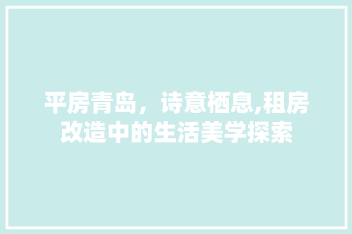 平房青岛，诗意栖息,租房改造中的生活美学探索 装修材料