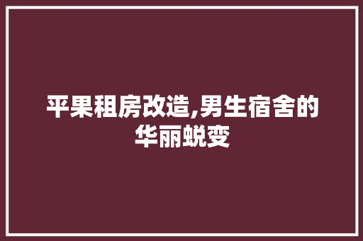 平果租房改造,男生宿舍的华丽蜕变 庭院装修