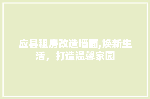 应县租房改造墙面,焕新生活，打造温馨家园 墙面装饰