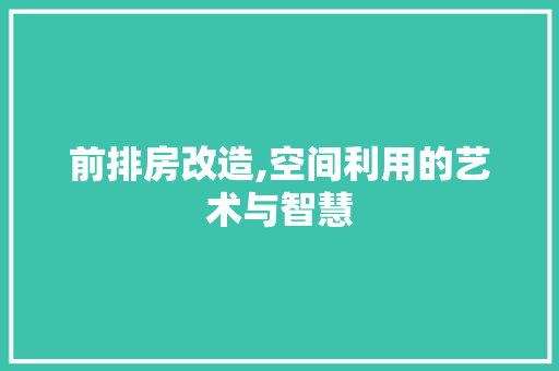 前排房改造,空间利用的艺术与智慧 景观设计