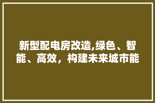新型配电房改造,绿色、智能、高效，构建未来城市能源新生态 装修攻略