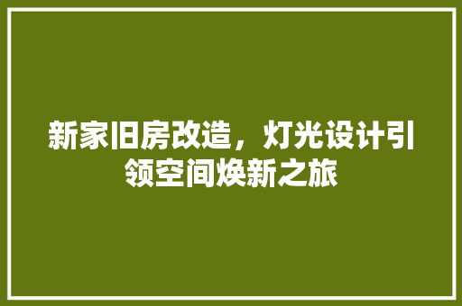 新家旧房改造，灯光设计引领空间焕新之旅 地面装修