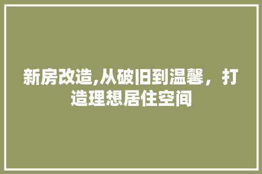 新房改造,从破旧到温馨，打造理想居住空间 景观设计