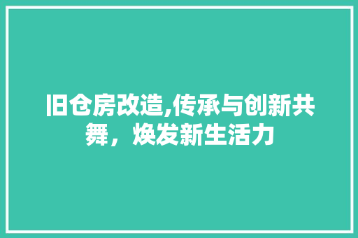 旧仓房改造,传承与创新共舞，焕发新生活力