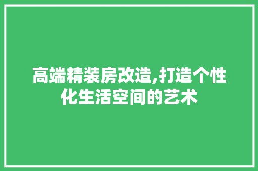 高端精装房改造,打造个性化生活空间的艺术 景观设计
