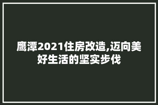 鹰潭2021住房改造,迈向美好生活的坚实步伐 装修材料