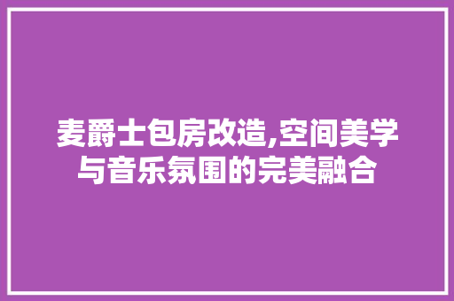 麦爵士包房改造,空间美学与音乐氛围的完美融合