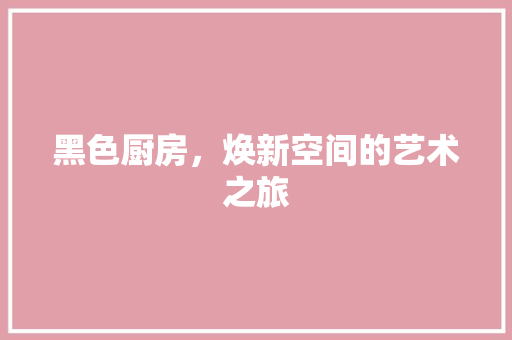 黑色厨房，焕新空间的艺术之旅