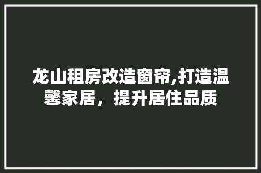 龙山租房改造窗帘,打造温馨家居，提升居住品质