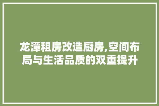 龙潭租房改造厨房,空间布局与生活品质的双重提升