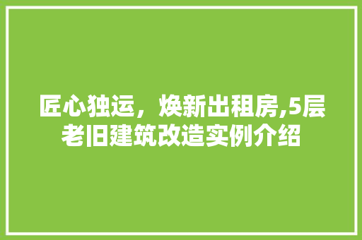 匠心独运,焕新出租房,5层老旧建筑改造实例介绍 景观设计 匠心独运,焕新出租房,5层老旧建筑改造实例介绍 景观设计