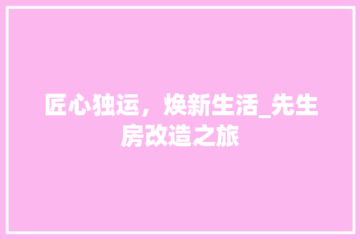 匠心独运，焕新生活_先生房改造之旅