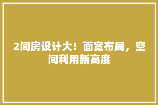 2间房设计大！面宽布局，空间利用新高度