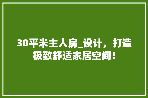 30平米主人房_设计，打造极致舒适家居空间！ 装修攻略