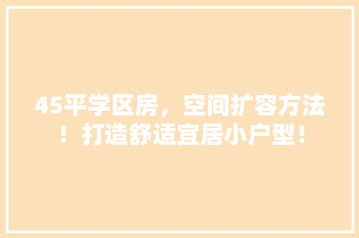 45平学区房，空间扩容方法！打造舒适宜居小户型！ 地面装修