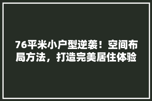 76平米小户型逆袭！空间布局方法，打造完美居住体验 建筑设计