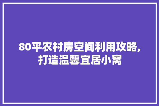 80平农村房空间利用攻略,打造温馨宜居小窝
