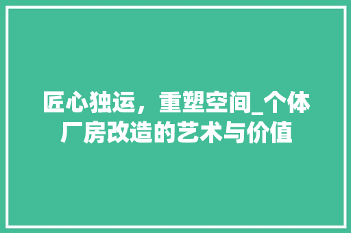 匠心独运，重塑空间_个体厂房改造的艺术与价值