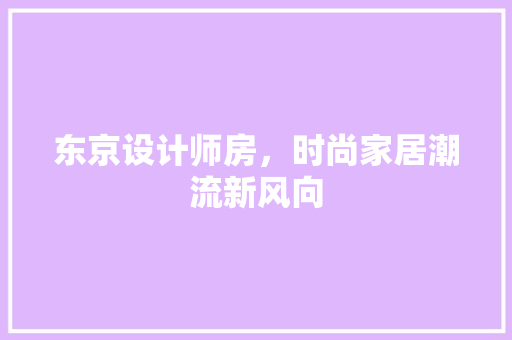 东京设计师房，时尚家居潮流新风向 地面装修