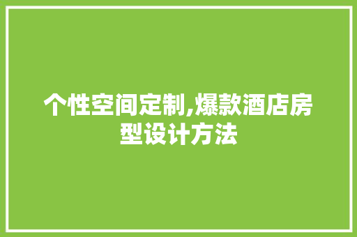 个性空间定制,爆款酒店房型设计方法 装修攻略